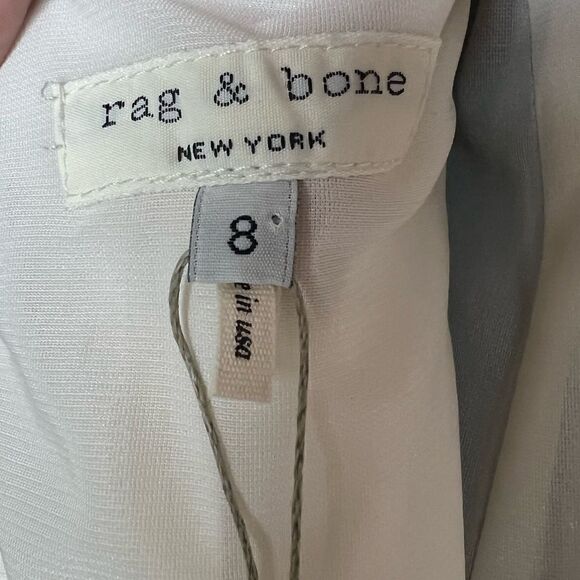 Rag & Bone Ivory/Black Colorblock Metallic Trim Dupont Sheath Dress Size 8 - Picture 9 of 12